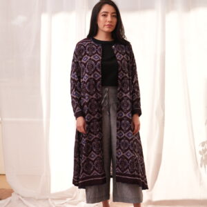 Ikat Long Button-Down Jacket